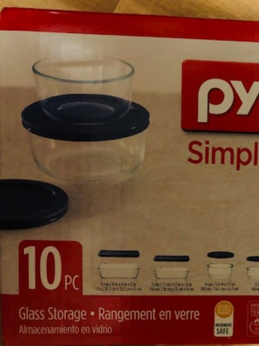 Pyrex Simply Store Glass Storage Set with Blue Lids - 10 Piece Set
